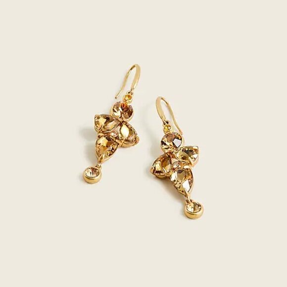 J. Crew Jewelry - ✨ NEW J.Crew Gold Rhinestones Crystals Cluster Drop Dangle Statement Earrings ✨